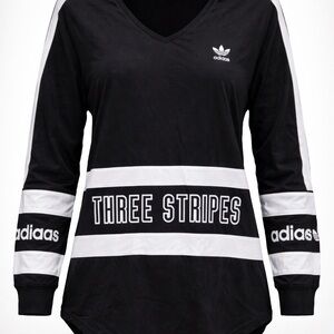 Adidas Women's Black and White Long Sleeve Tee